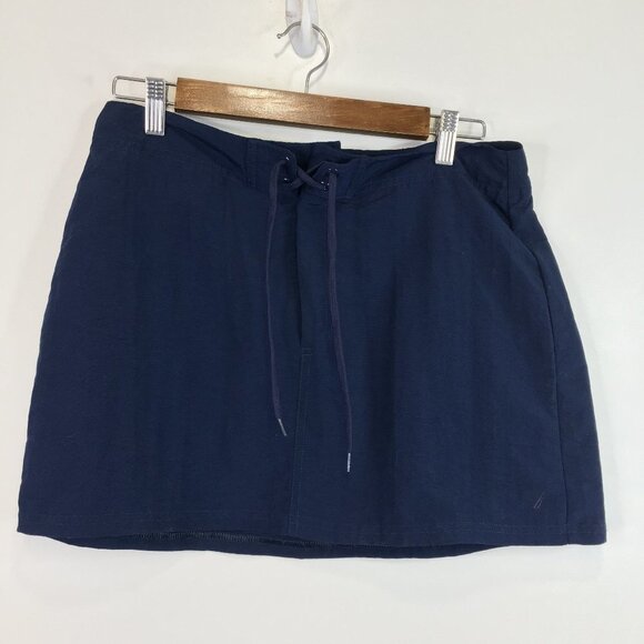 NAUTICA Swim Cover up Blue Nylon Skirt With Drawstring Size M  NEW - Picture 1 of 8